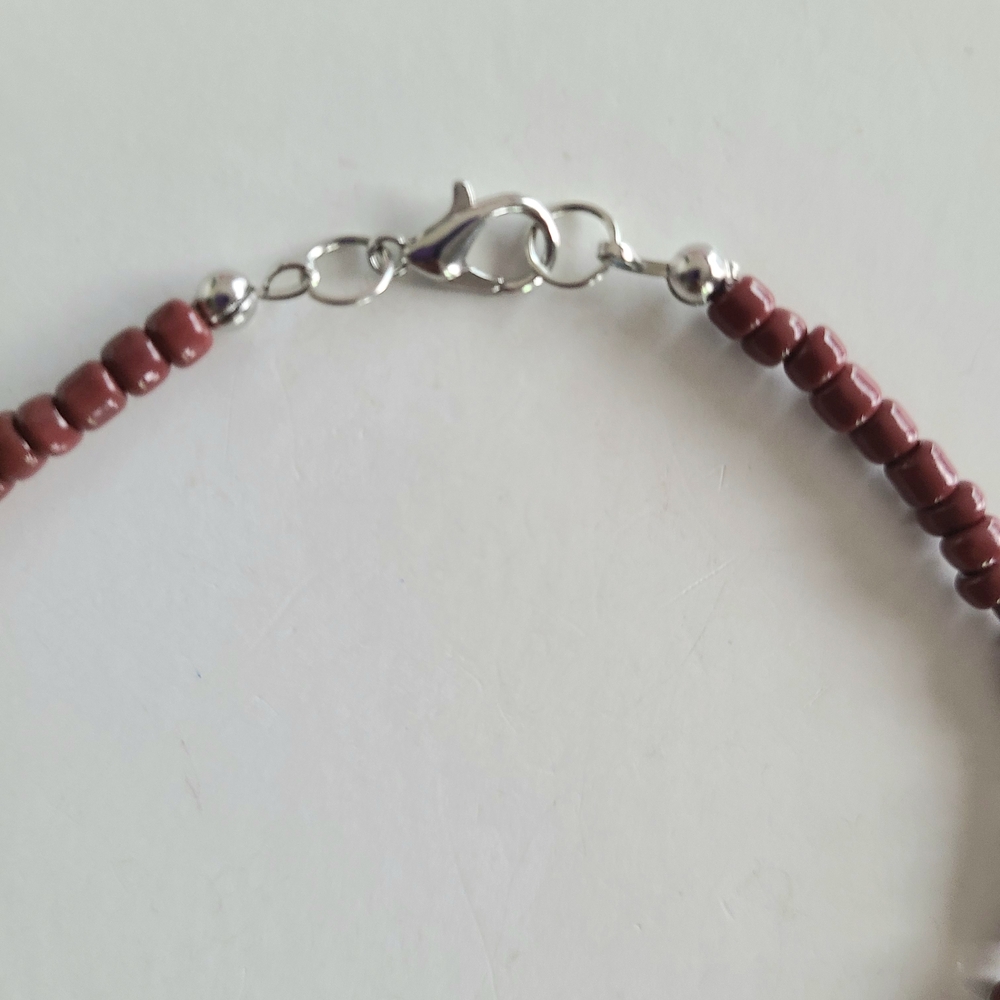 Brown Beaded Ankle Bracelet with Shell Charms - Picture 6 of 8